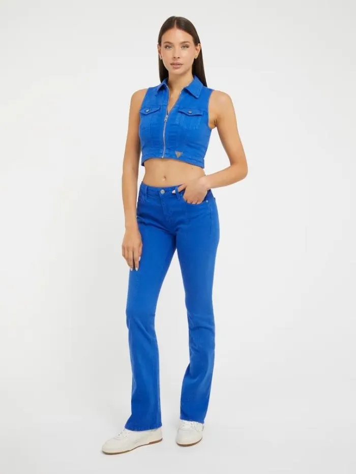 Women Denim Crop Top Blue Guess Tops And Shirts