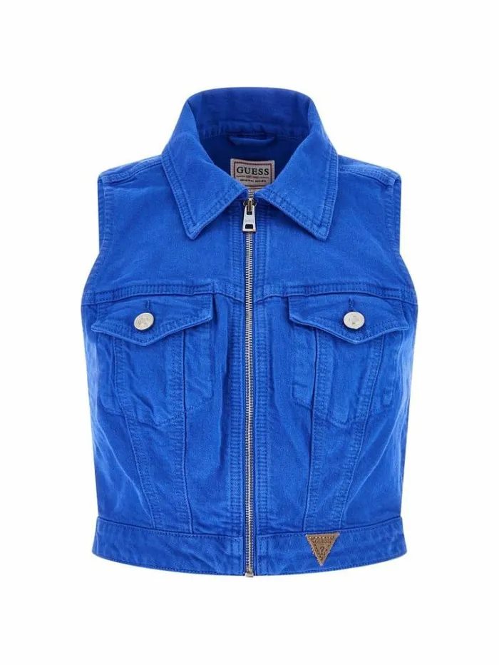 Women Denim Crop Top Blue Guess Tops And Shirts
