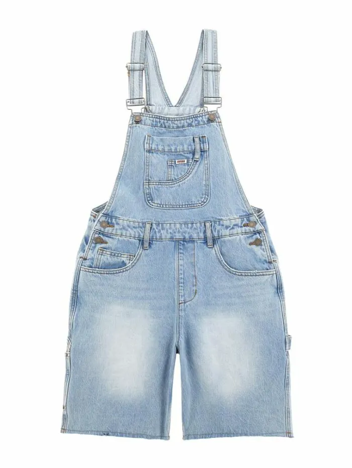 Women Denim Overall Shorts Light Blue Guess Skirts And Shorts