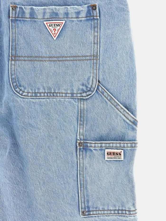 Women Denim Overall Shorts Light Blue Guess Skirts And Shorts
