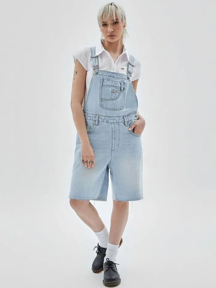 Women Denim Overall Shorts Light Blue Guess Skirts And Shorts