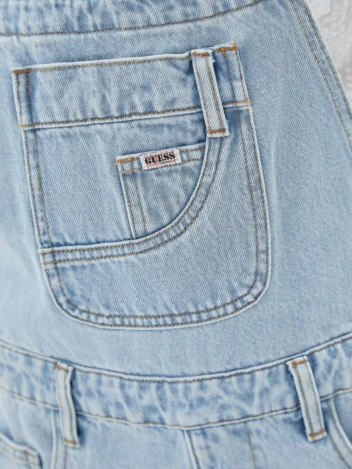 Women Denim Overall Shorts Light Blue Guess Skirts And Shorts