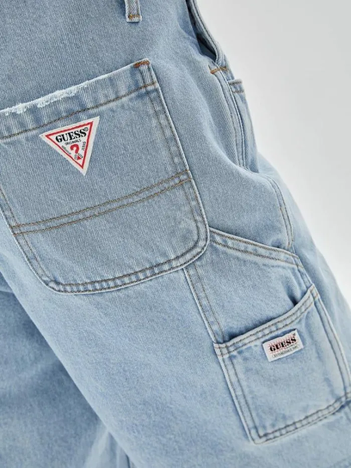 Women Denim Overall Shorts Light Blue Guess Skirts And Shorts