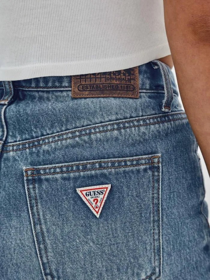 Women Denim Shorts Abrasions Blue Guess Skirts And Shorts
