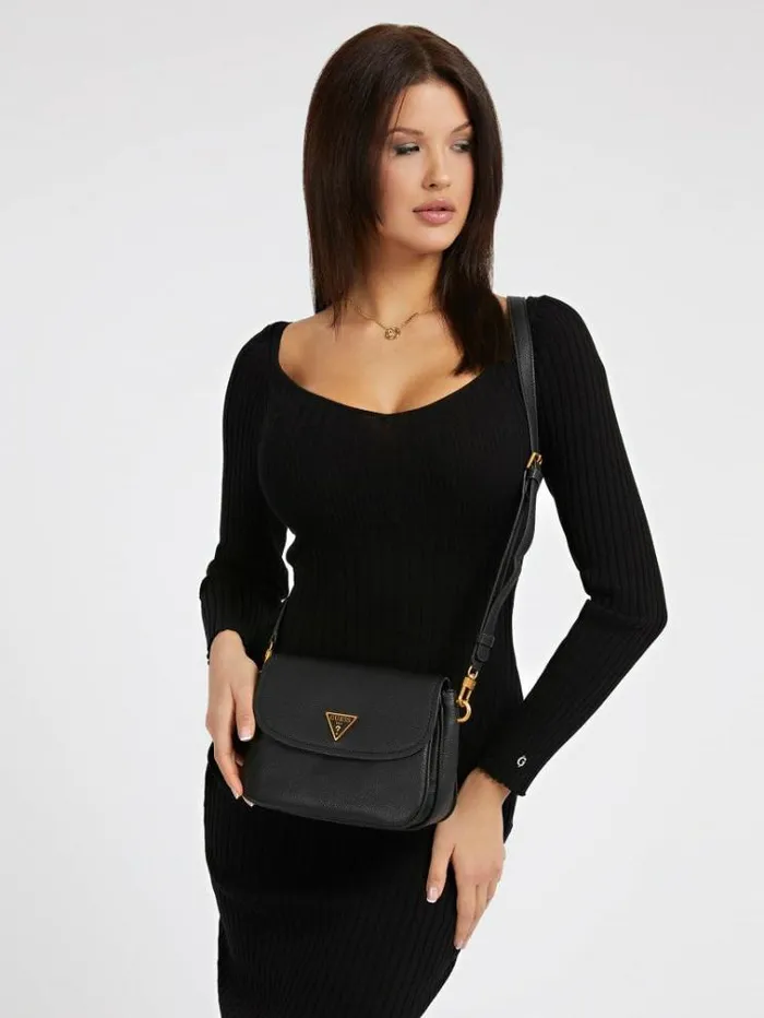 Women Destiny Strap Shoulder Bag Black Guess Shoulder Bags