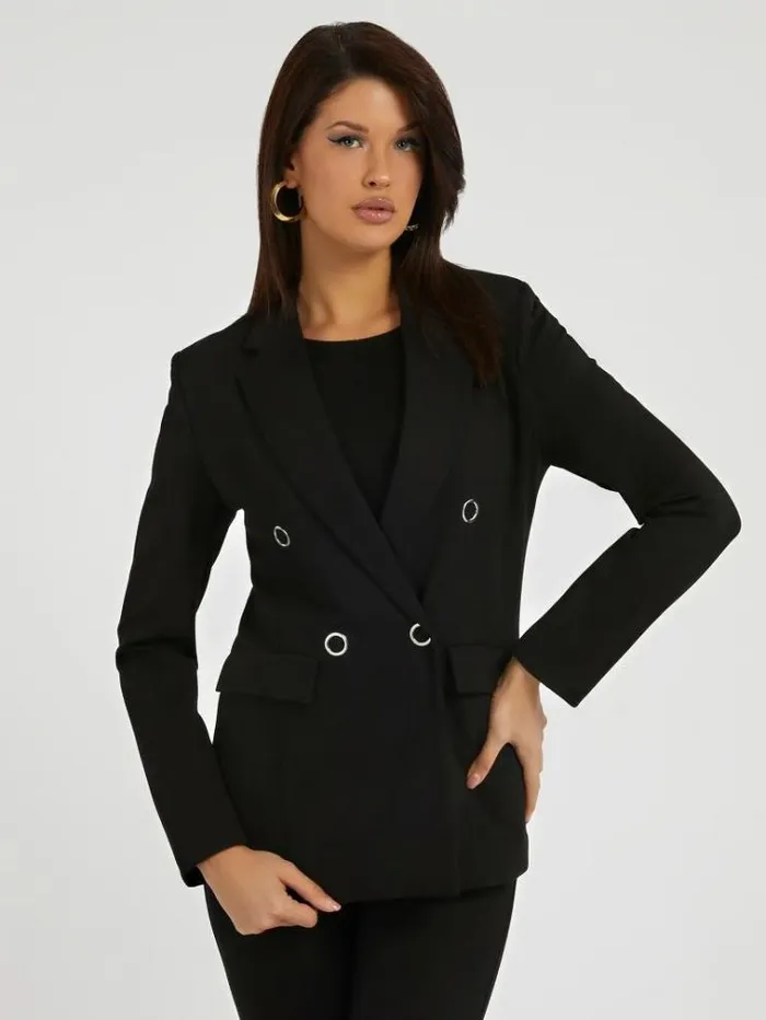 Women Doublebreasted Blazer Black Guess Coats And Jackets