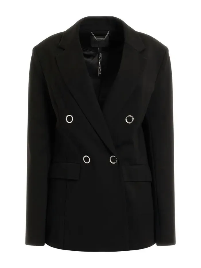 Women Doublebreasted Blazer Black Guess Coats And Jackets