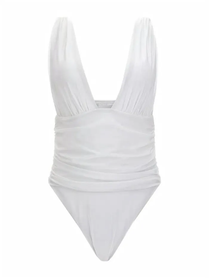 Women Draped Waistband One Piece White Guess Beachwear
