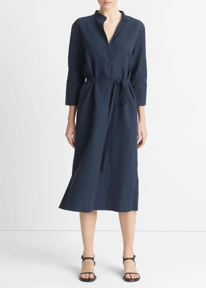 Women Dresses Vince BandCollar Pullover Dress Coastal Blue