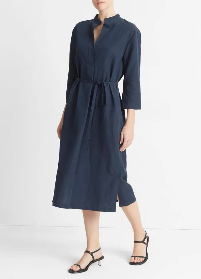 Women Dresses Vince BandCollar Pullover Dress Coastal Blue