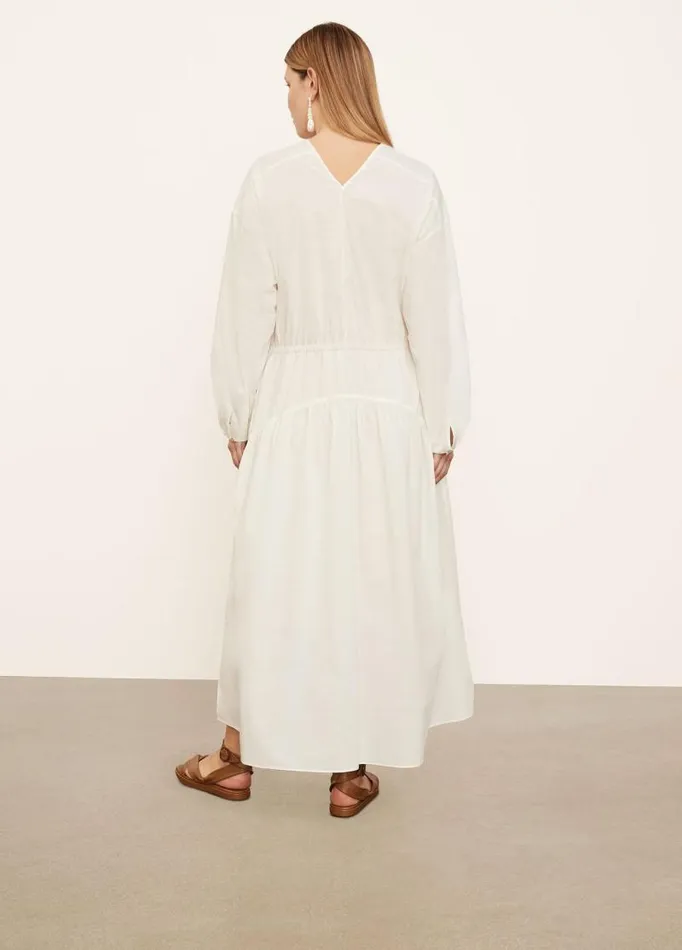 Women Dresses Vince Long Sleeve Double VNeck Dress Optic White