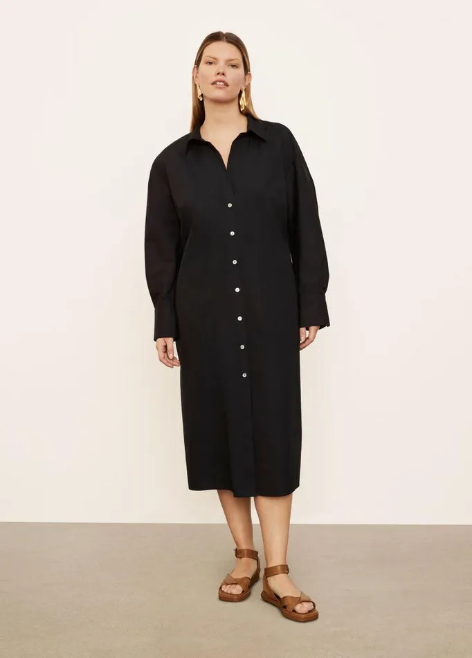 Women Dresses Vince Long Sleeve SoftFitted Shirt Dress Coastal Blue
