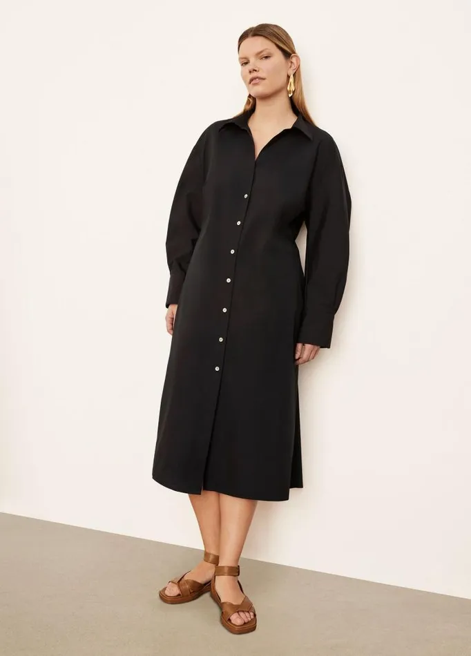 Women Dresses Vince Long Sleeve SoftFitted Shirt Dress Coastal Blue