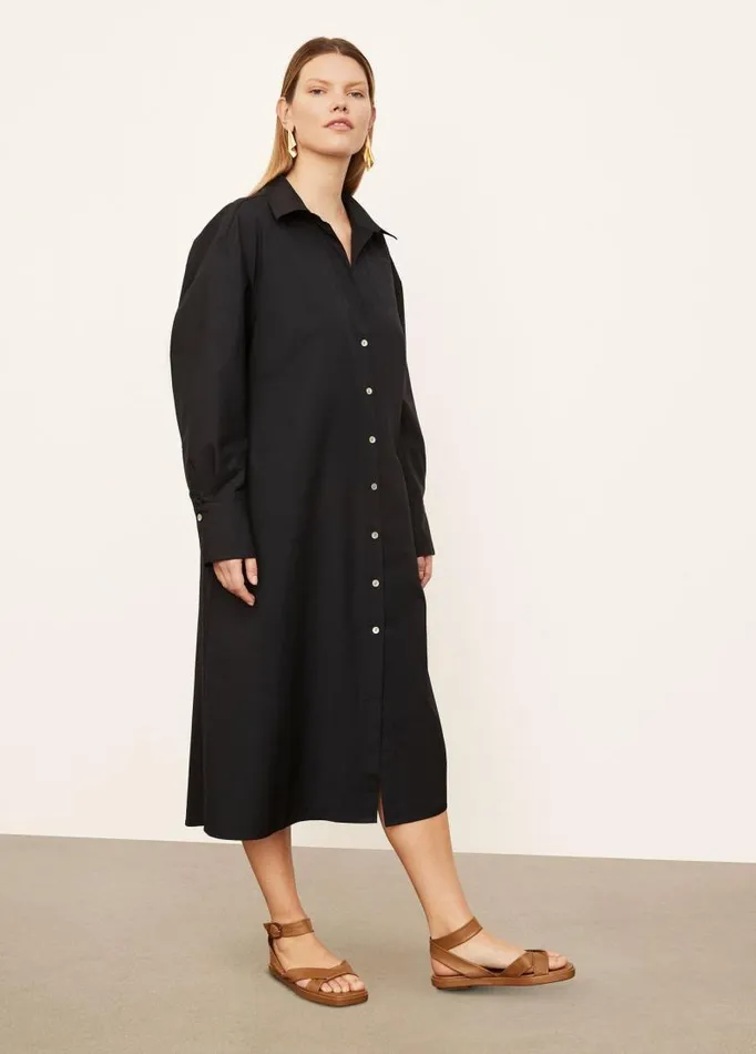Women Dresses Vince Long Sleeve SoftFitted Shirt Dress Coastal Blue