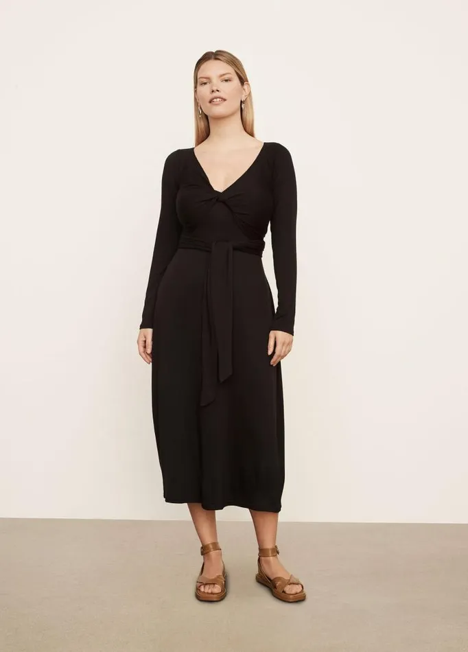 Women Dresses Vince Long Sleeve Wrap Dress Black