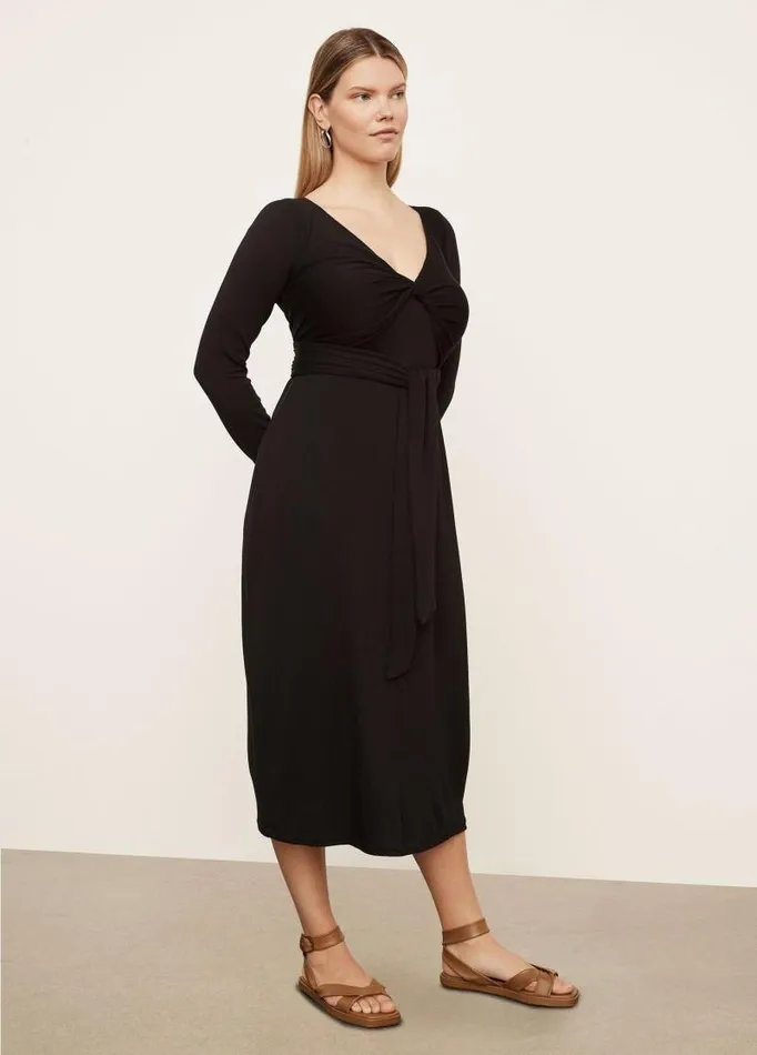 Women Dresses Vince Long Sleeve Wrap Dress Black