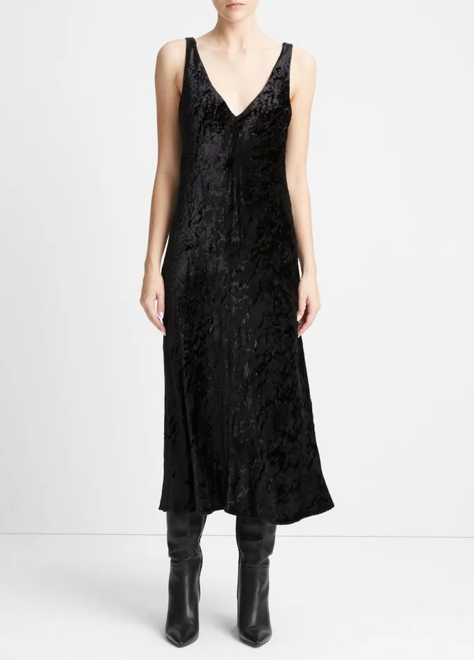 Women Dresses Vince LuxeTextured Velvet Slip Dress Black