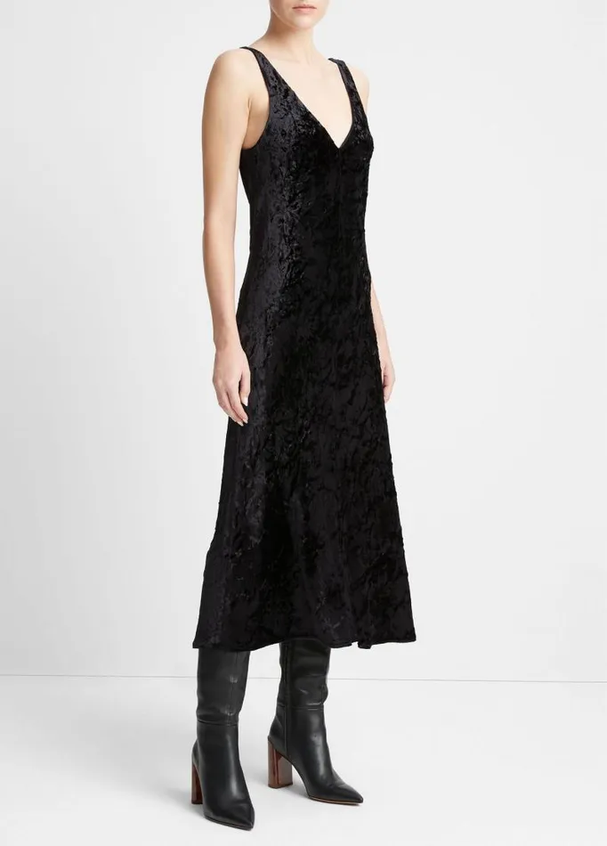 Women Dresses Vince LuxeTextured Velvet Slip Dress Black