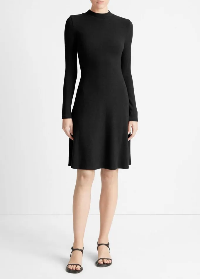 Women Dresses Vince Mock Neck LongSleeve Dress Black