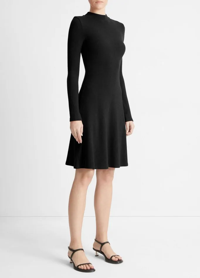 Women Dresses Vince Mock Neck LongSleeve Dress Black