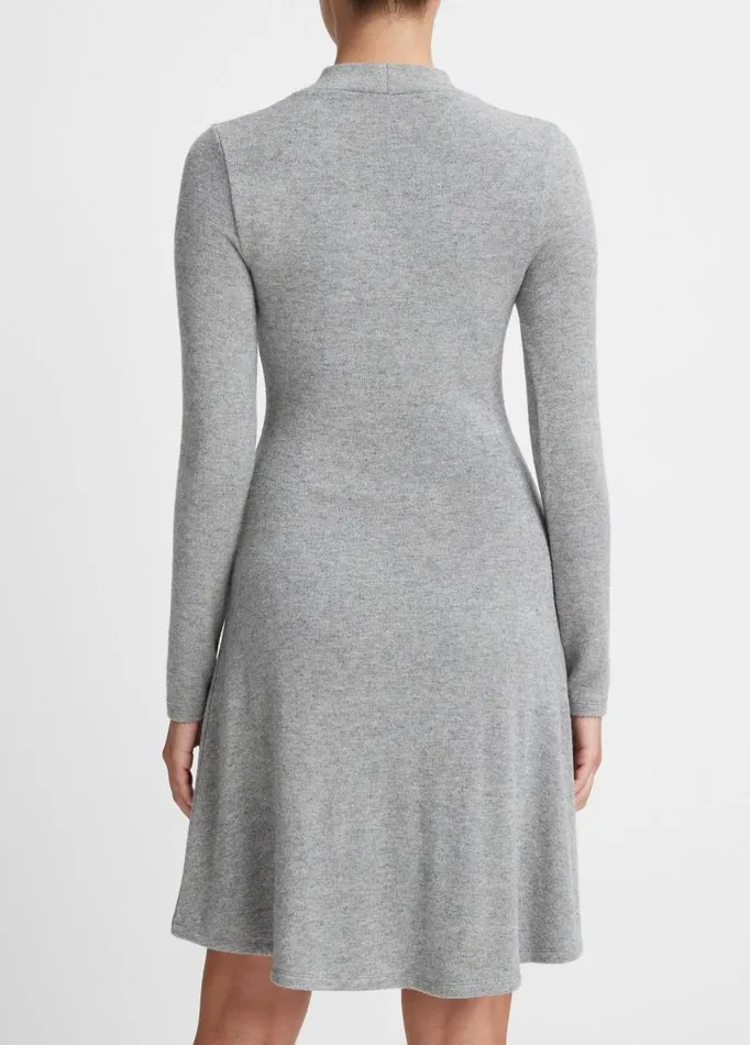 Women Dresses Vince Mock Neck LongSleeve Dress Heather Silver Dust