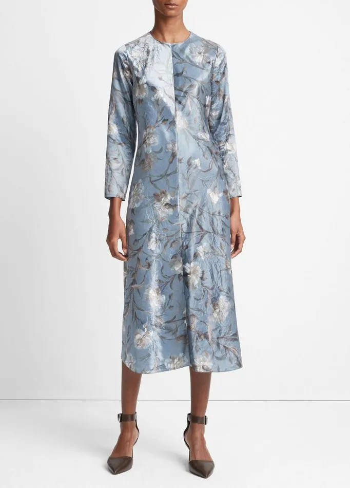 Women Dresses Vince Night Carnation LongSleeve Dress Iris Smoke