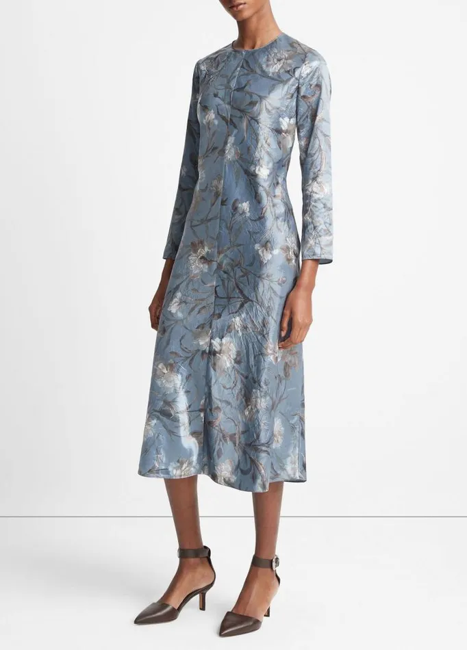 Women Dresses Vince Night Carnation LongSleeve Dress Iris Smoke
