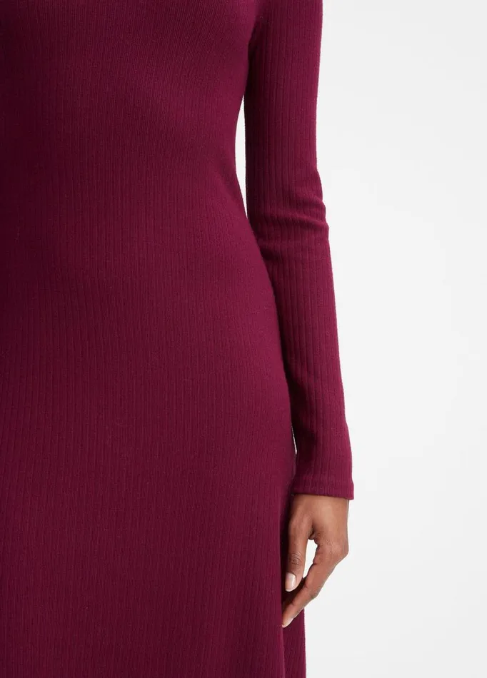 Women Dresses Vince Ribbed LongSleeve Mock Neck Dress Cassis