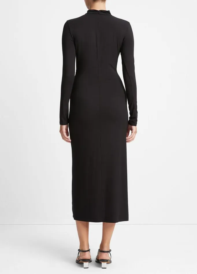 Women Dresses Vince Ruched LongSleeve Turtleneck Dress Black