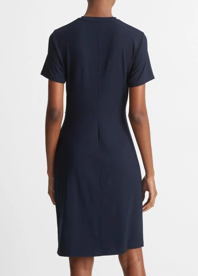 Women Dresses Vince Ruched ShortSleeve Dress Coastal Blue