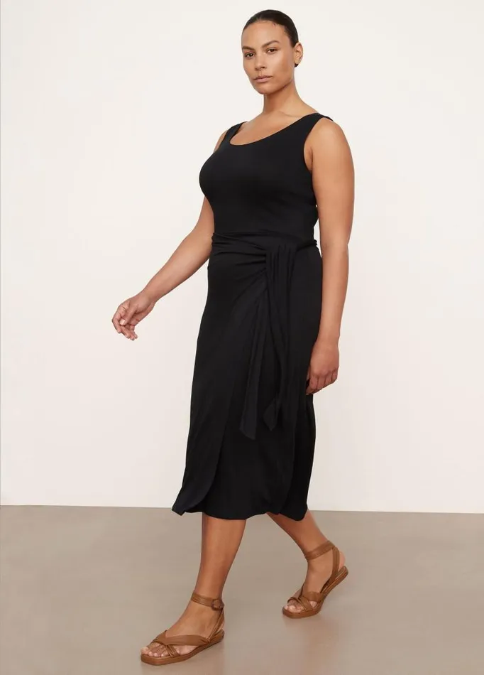 Women Dresses Vince Scoop Neck Camisole Wrap Dress Black