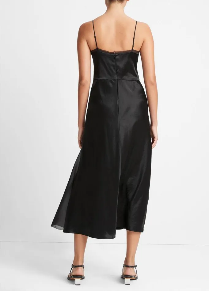 Women Dresses Vince SheerPaneled Slip Dress Black