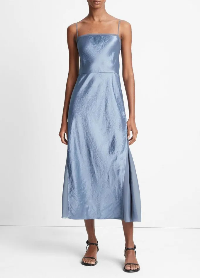 Women Dresses Vince SheerPaneled Slip Dress Iris Smoke