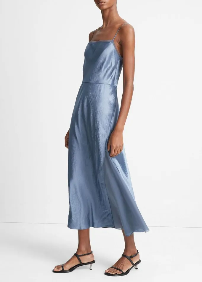 Women Dresses Vince SheerPaneled Slip Dress Iris Smoke