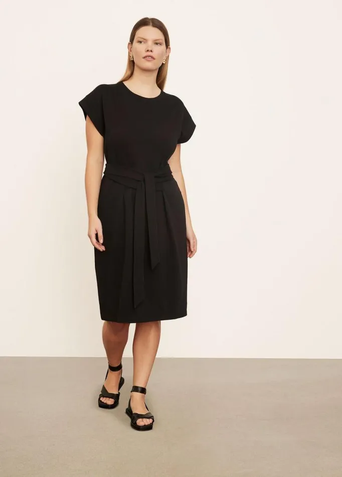Women Dresses Vince Short Sleeve TieWaist Dress Black
