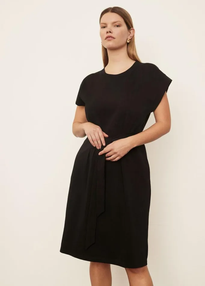 Women Dresses Vince Short Sleeve TieWaist Dress Black