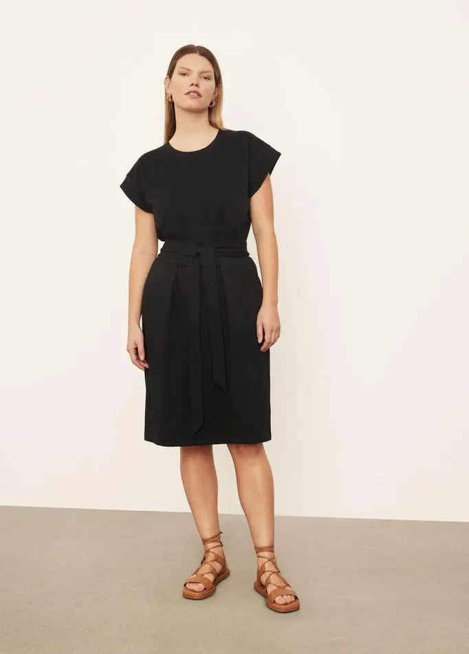 Women Dresses Vince Short Sleeve TieWaist Dress Coastal Blue