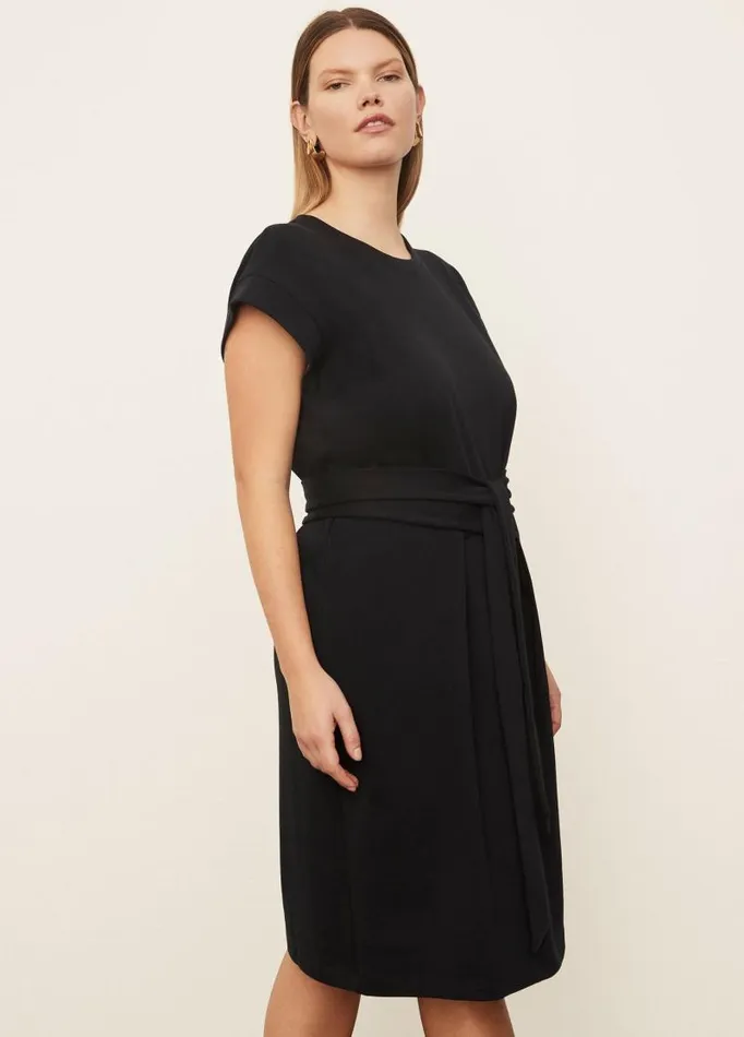 Women Dresses Vince Short Sleeve TieWaist Dress Coastal Blue
