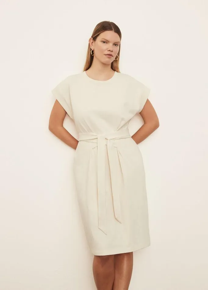 Women Dresses Vince Short Sleeve TieWaist Dress Pampas