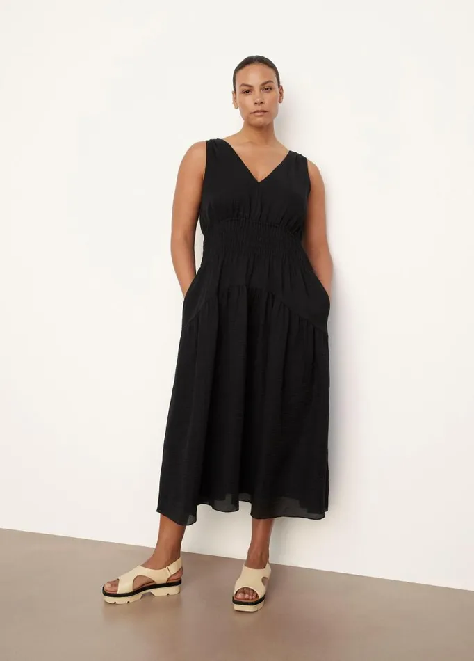 Women Dresses Vince Smocked VNeck Dress Black