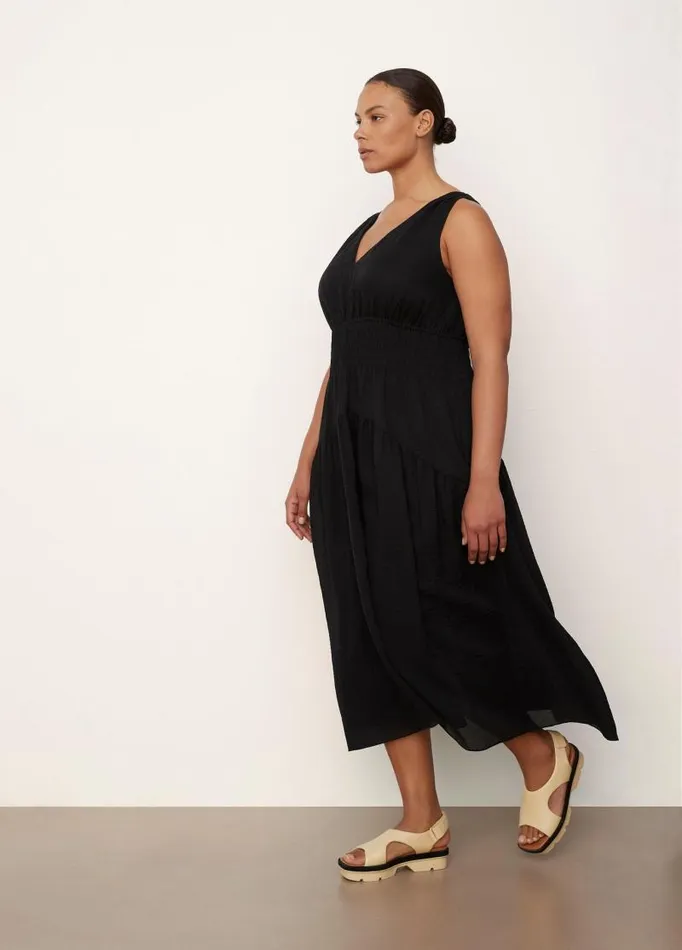 Women Dresses Vince Smocked VNeck Dress Black