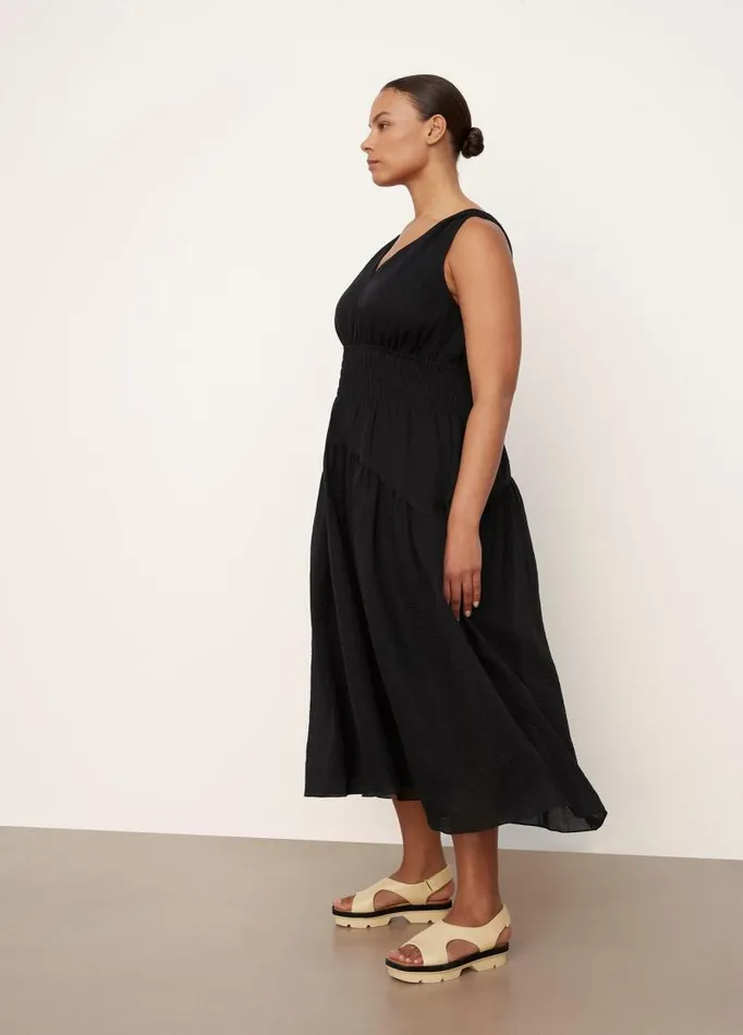 Women Dresses Vince Smocked VNeck Dress Black