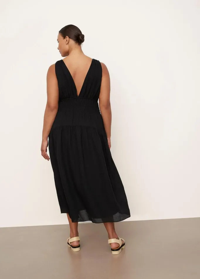 Women Dresses Vince Smocked VNeck Dress Black