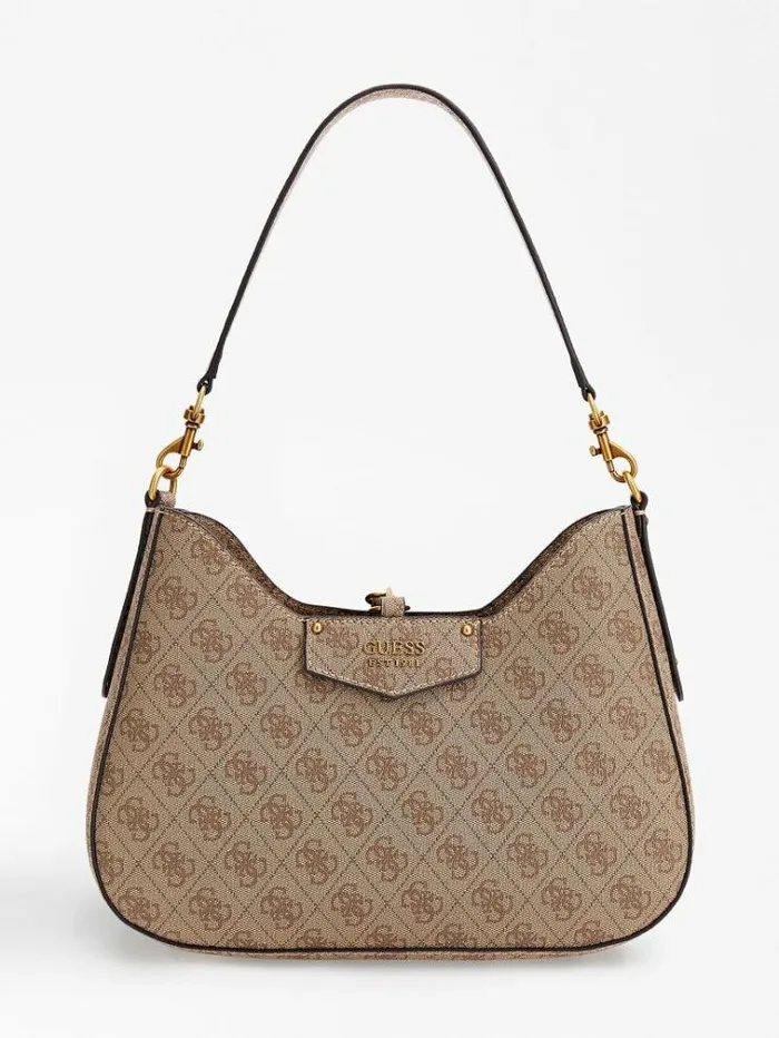 Women Eco Brenton 4g Logo Hobo Bag Beige Guess Shoulder Bags