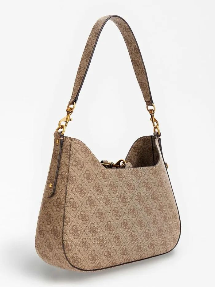 Women Eco Brenton 4g Logo Hobo Bag Beige Guess Shoulder Bags