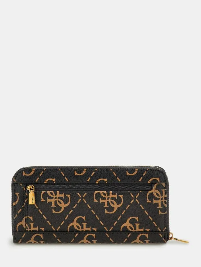Women Eco Brenton 4g Logo Maxi Purse Brown Multi Guess Wallets