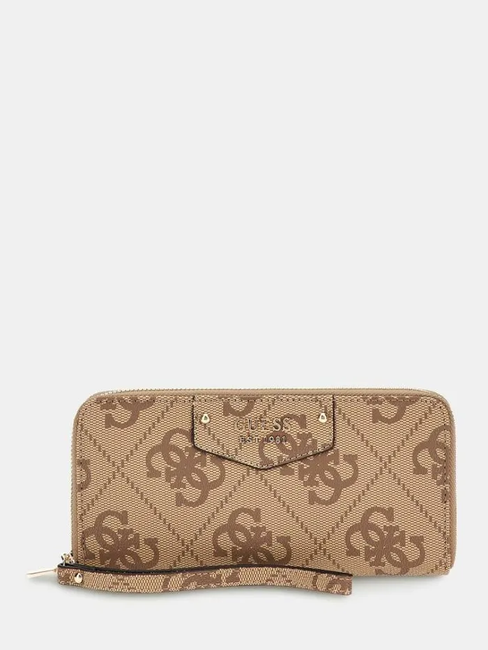 Women Eco Brenton 4g Logo Maxi Purse Multi Beige Guess Wallets