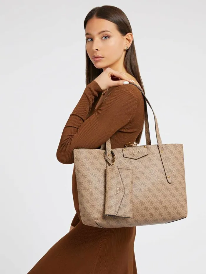 Women Eco Brenton 4g Logo Shopper Beige Guess Shoppers