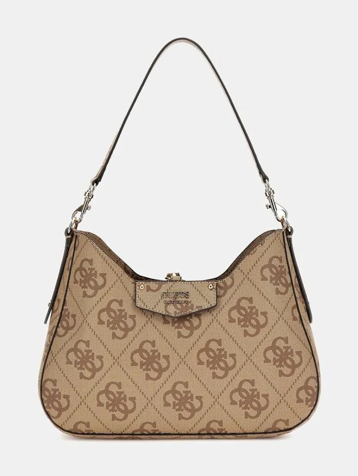 Women Eco Brenton Maxi 4g Logo Hobo Bag Multi Beige Guess Shoulder Bags