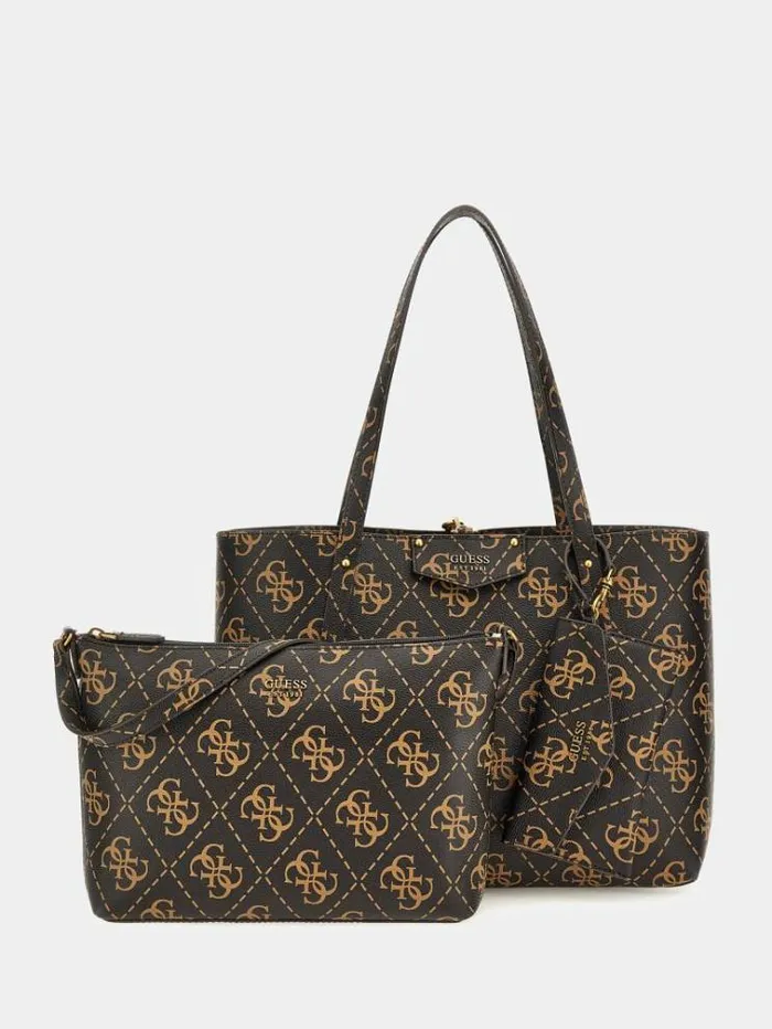 Women Eco Brenton Maxi 4g Logo Shopper Brown Multi Guess Shoppers
